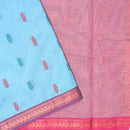 Light Blue with Pink Traditional Buttas Venkatagiri Pure Cotton Saree