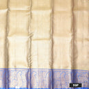 Peach With blue Border Floral Design Traditional  Pattu Pavadai Material