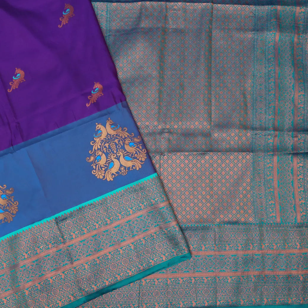 Purple with Blue Soft Silk Saree