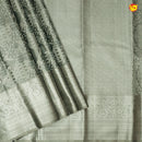 Silver With Bottle Green Floral Motifs Silver Zari Border Pure Kanjivaram Subhalaya Wedding Silk Saree - Thenianantham