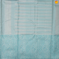 Wheat colour with baby blue border pure Kanchipuram silk saree - Thenianantham