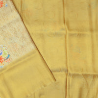 Butter Yellow  with Lemon Yellow Semi Burberry Silk Saree