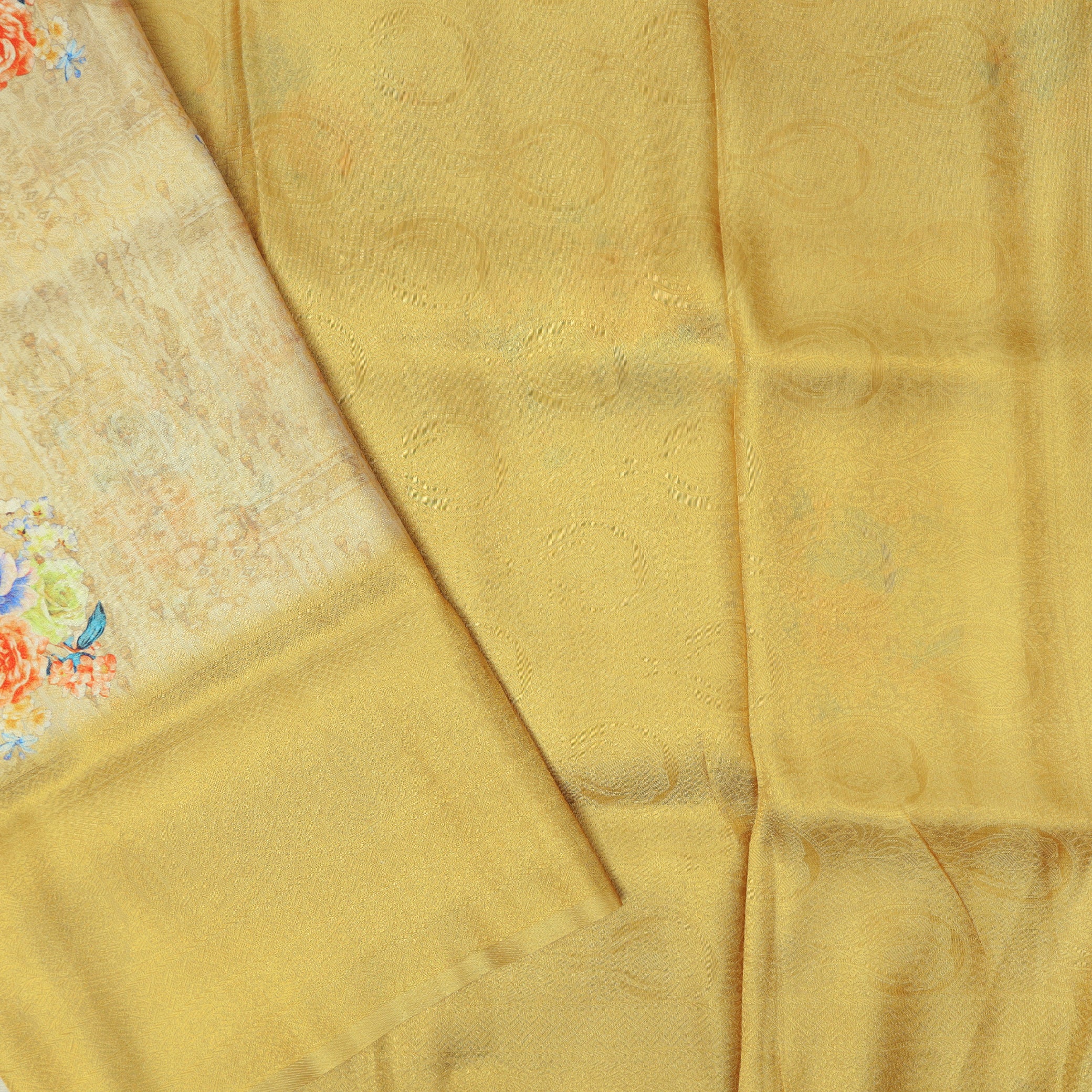 Butter Yellow  with Lemon Yellow Semi Burberry Silk Saree