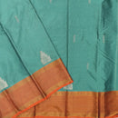 Teal Green With Orange Border  Arani Silk Saree
