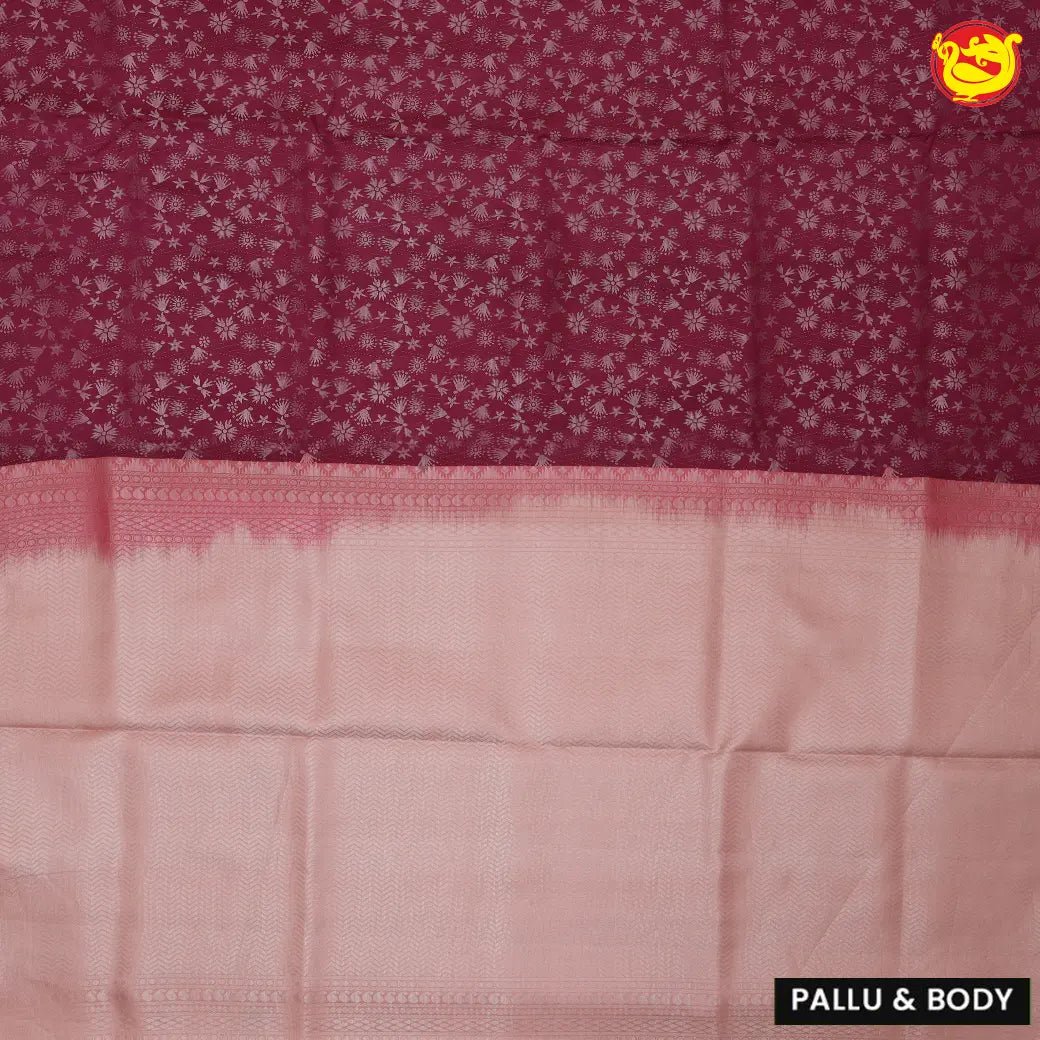 Magenta with beige pure soft silk saree