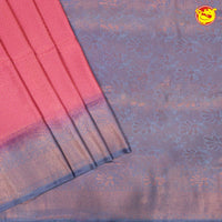 Grey With Tomato Pink Semi Silk Set Saree - Thenianantham