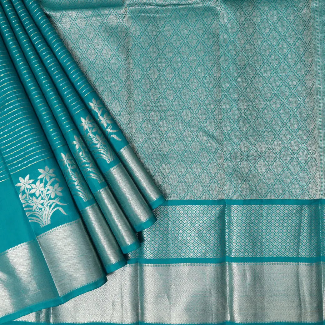 Turquoise Blue Soft Silk Saree