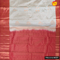 Off-white with Red Soft Silk Saree