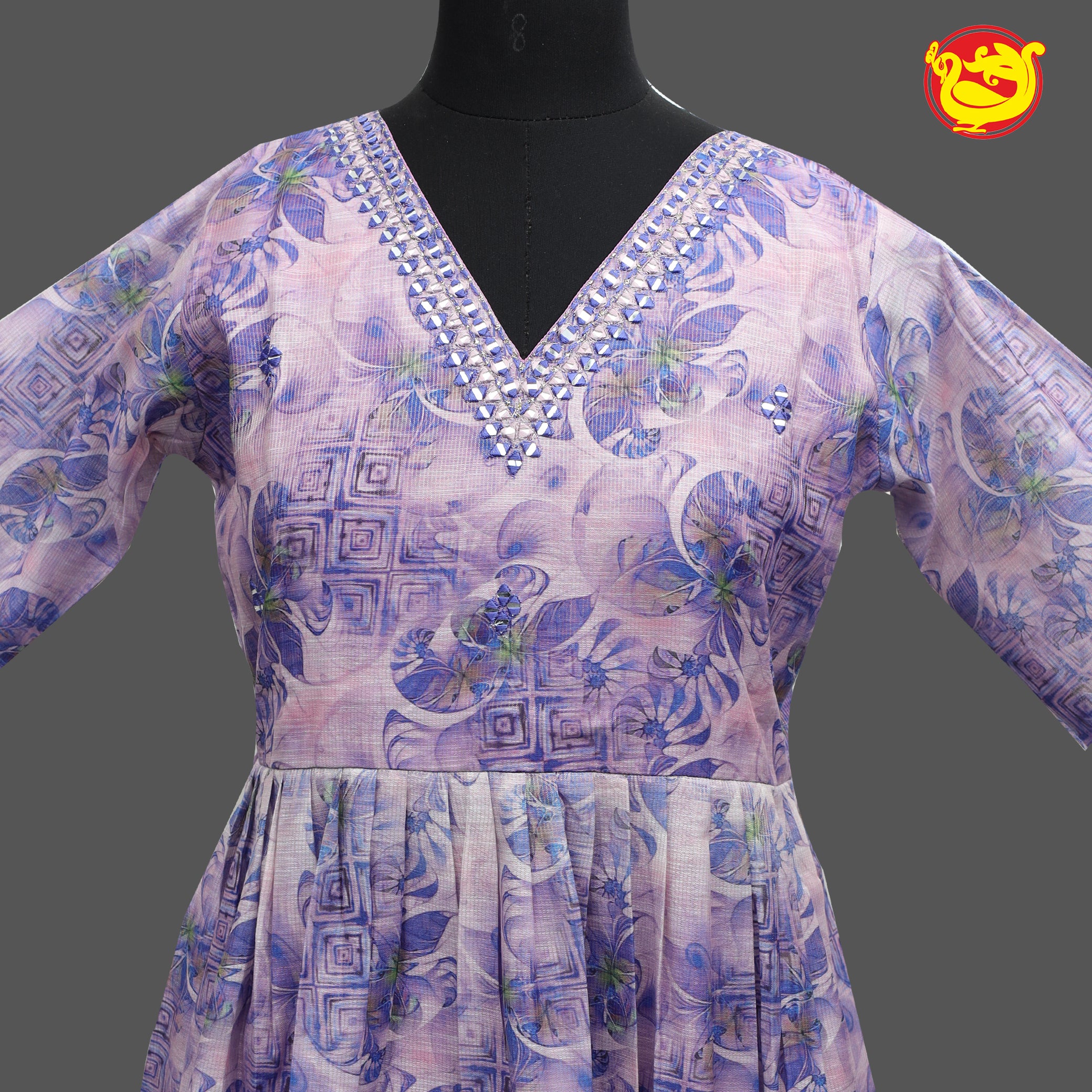 Lavender floral Printed Ladies Branded Readymade Long Top