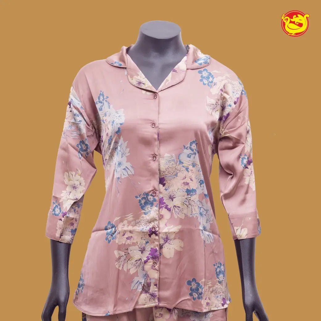 Peach Women Night Suit Printed - Thenianantham