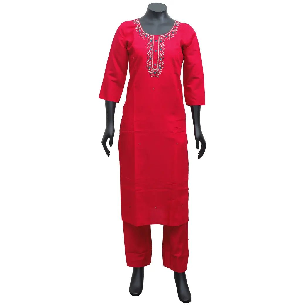 Red Ladies Branded Readymade Chudi Set - Thenianantham