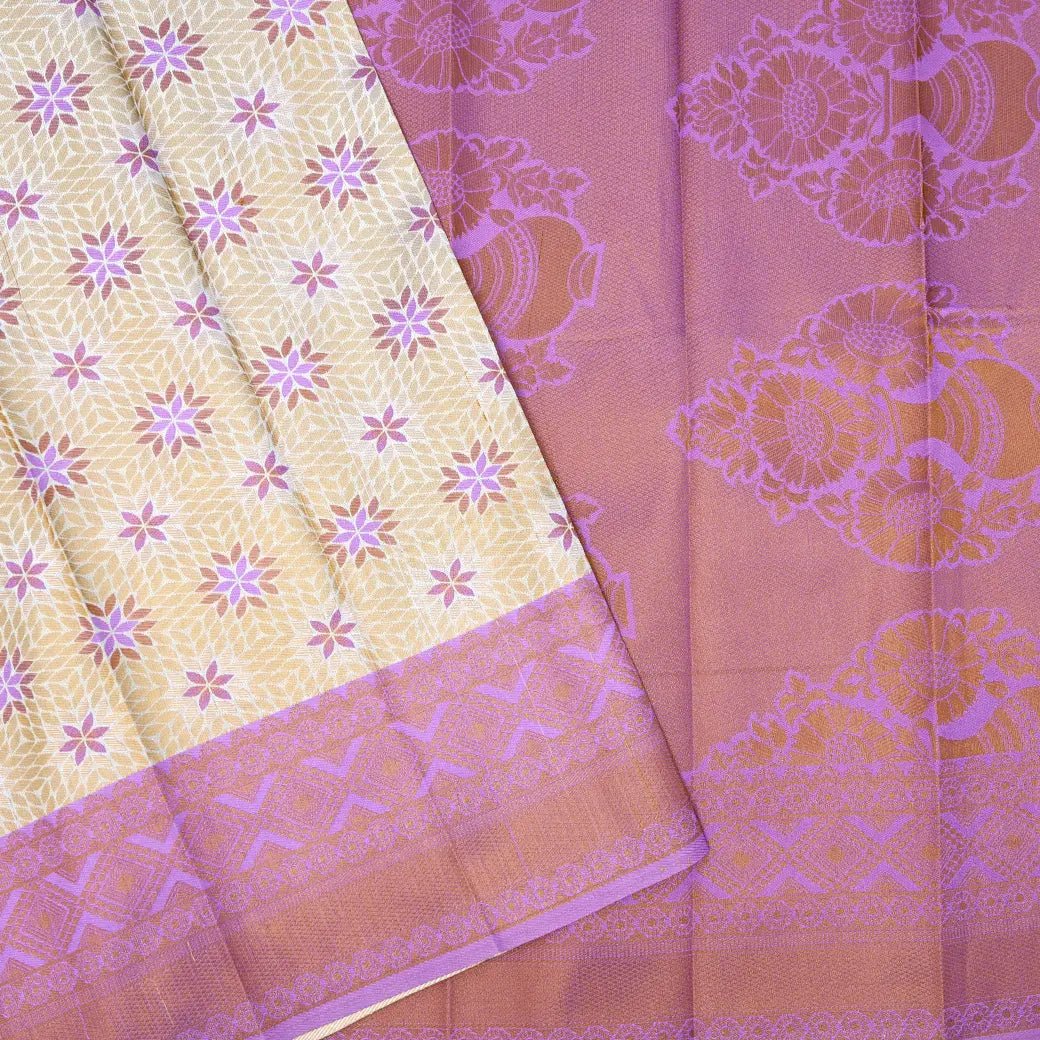 Light Ice blue with Lavender Kubera Pattu Saree