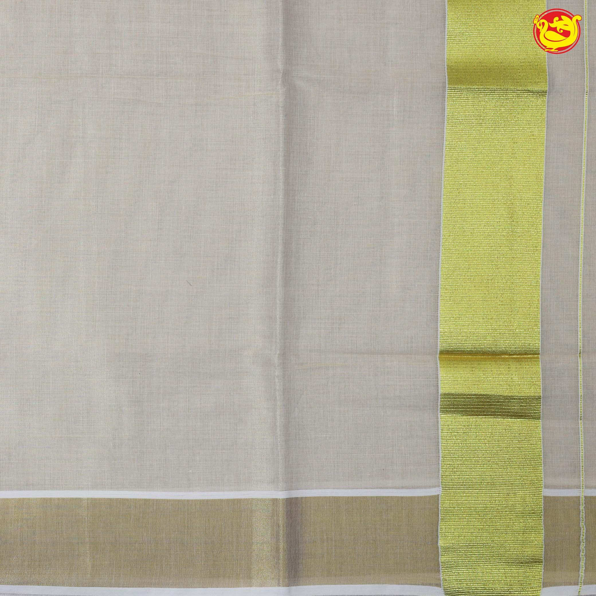 Southloom Exclusive Onam Kasavu Saree With Gold Zari Pattern (Matching Plain Blouse Included)