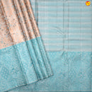 Wheat colour with baby blue border pure Kanchipuram silk saree - Thenianantham