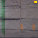 Green With Grey Pallu Banana Pith Saree With Running Blouse - Thenianantham