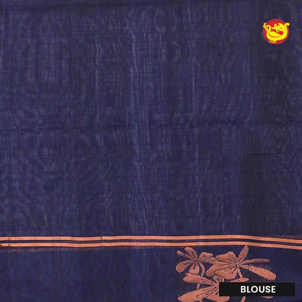 Gray With Blue Pure Silk Cotton Saree - Thenianantham