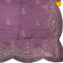 Lilac work saree with embroidery and scalloped edges - Thenianantham