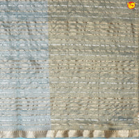 Light Sky Blue Stripes Designs and Tissue Crush Designer Saree with Readymade Designer HandWork Blouse - Thenianantham