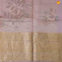 Pastel Pure Organza Silk With Long Zari Border With Floral Digital Print Saree - Thenianantham