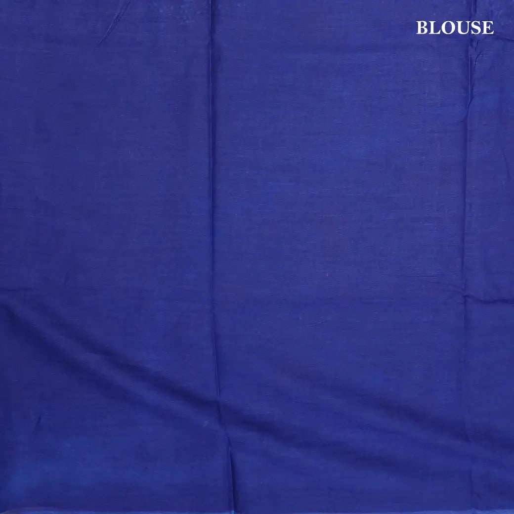 Dark blue with White Pure Mul Mul Cotton Saree with Blouse