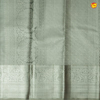 Silver With Bottle Green Floral Motifs Silver Zari Border Pure Kanjivaram Subhalaya Wedding Silk Saree - Thenianantham