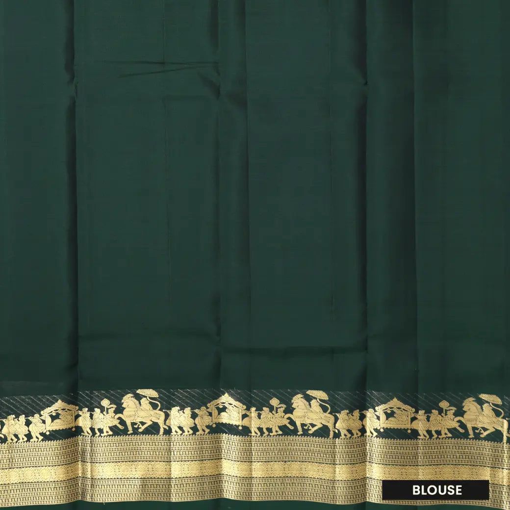 Bottle Green With Copper Zari Border Soft Silk Saree