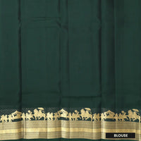 Bottle Green With Copper Zari Border Soft Silk Saree