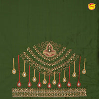 Olive Green Bridal Aariwork Blouse - Thenianantham