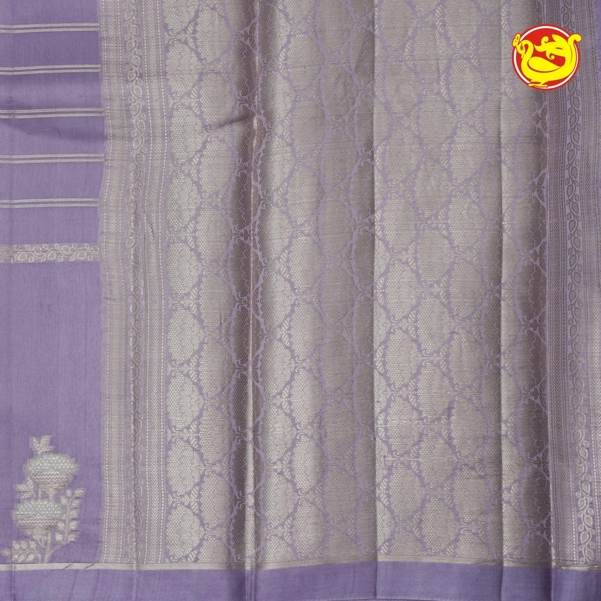 Lavender Dupion Saree With All Over Unique Zari Buttas & Intricate Pallu - Thenianantham