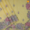 Yellow Pure Chanderi Silk With Floral Hand Embroidered Work Saree - Thenianantham