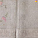 Golden Tissue Saree With Floral & Birds Embroidered Details