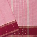 Light Pastel Pink with Maroon Small Checked Pattern Pure Chettinad Cotton Saree without Blouse