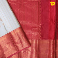 Off-white with Red Soft Silk Saree