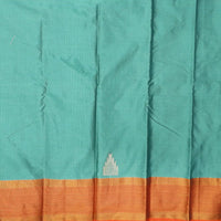 Teal Green With Orange Border  Arani Silk Saree