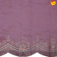 Lilac work saree with embroidery and scalloped edges - Thenianantham