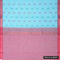 Light Blue with Pink Traditional Buttas Venkatagiri Pure Cotton Saree