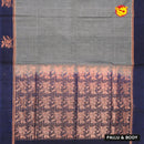 Gray With Blue Pure Silk Cotton Saree - Thenianantham