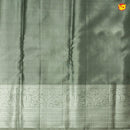 Silver With Bottle Green Floral Motifs Silver Zari Border Pure Kanjivaram Subhalaya Wedding Silk Saree - Thenianantham