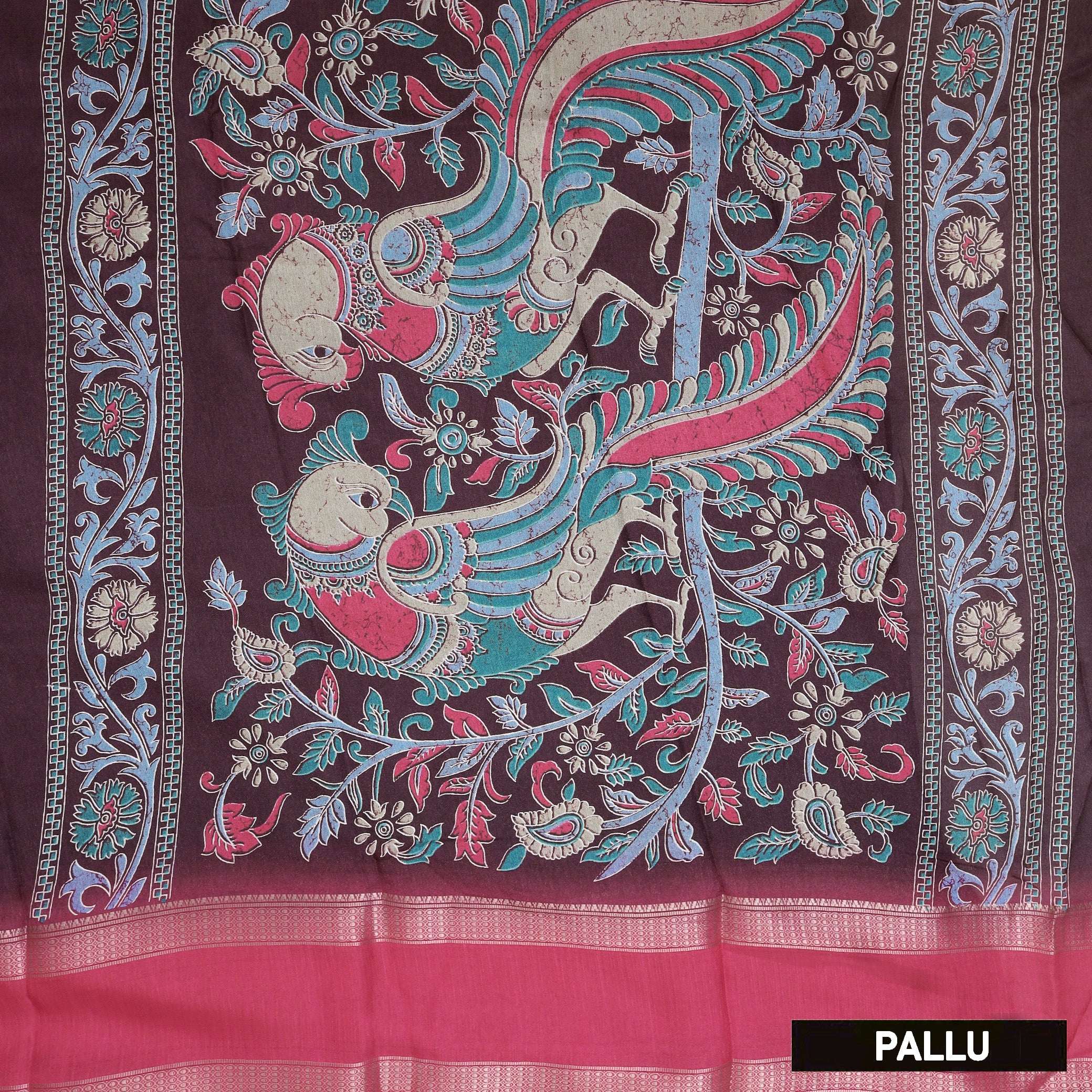 Dark Brown with Pink My sore Silk Saree