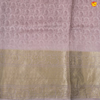 Pastel Pure Organza Silk With Long Zari Border With Floral Digital Print Saree - Thenianantham