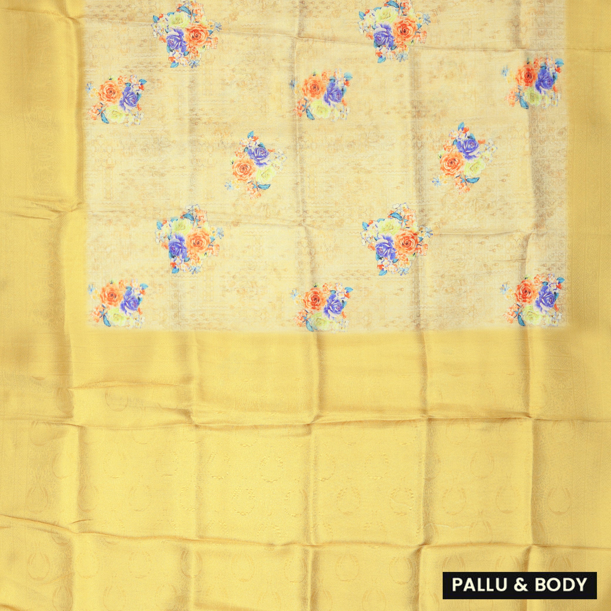 Butter Yellow  with Lemon Yellow Semi Burberry Silk Saree