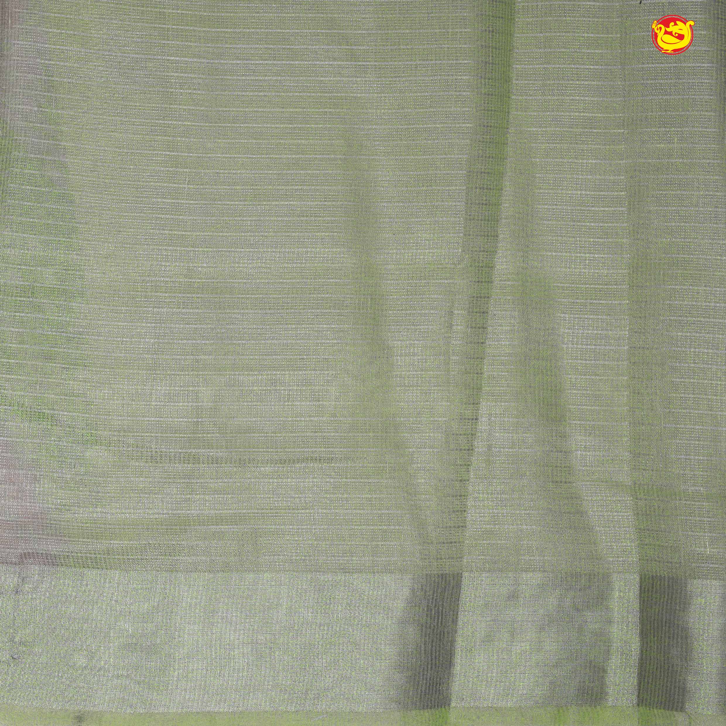 Light Green with Silver Border Tissue Checks With Floral Digital Prints saree