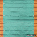 Teal Green With Orange Border  Arani Silk Saree