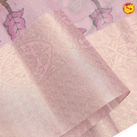 Pastel pink linen tissue saree with digital prints - Thenianantham