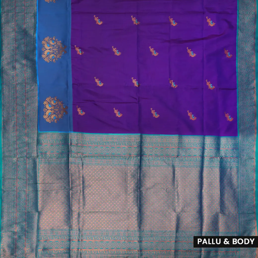 Purple with Blue Soft Silk Saree