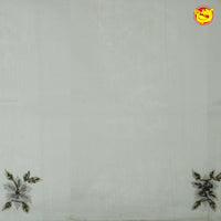 Light Grey Pure Organza Silk With Hand Embroidered Work Saree - Thenianantham