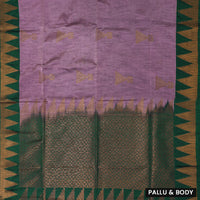 Lavender with Forest Green Soft Silk Saree