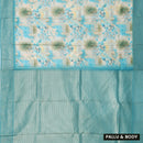 Teal Blue With green Dola Silk