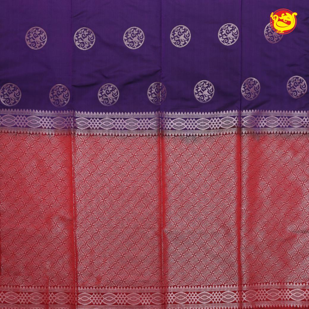 Dark Purple with Maroon Soft Silk Saree - Thenianantham