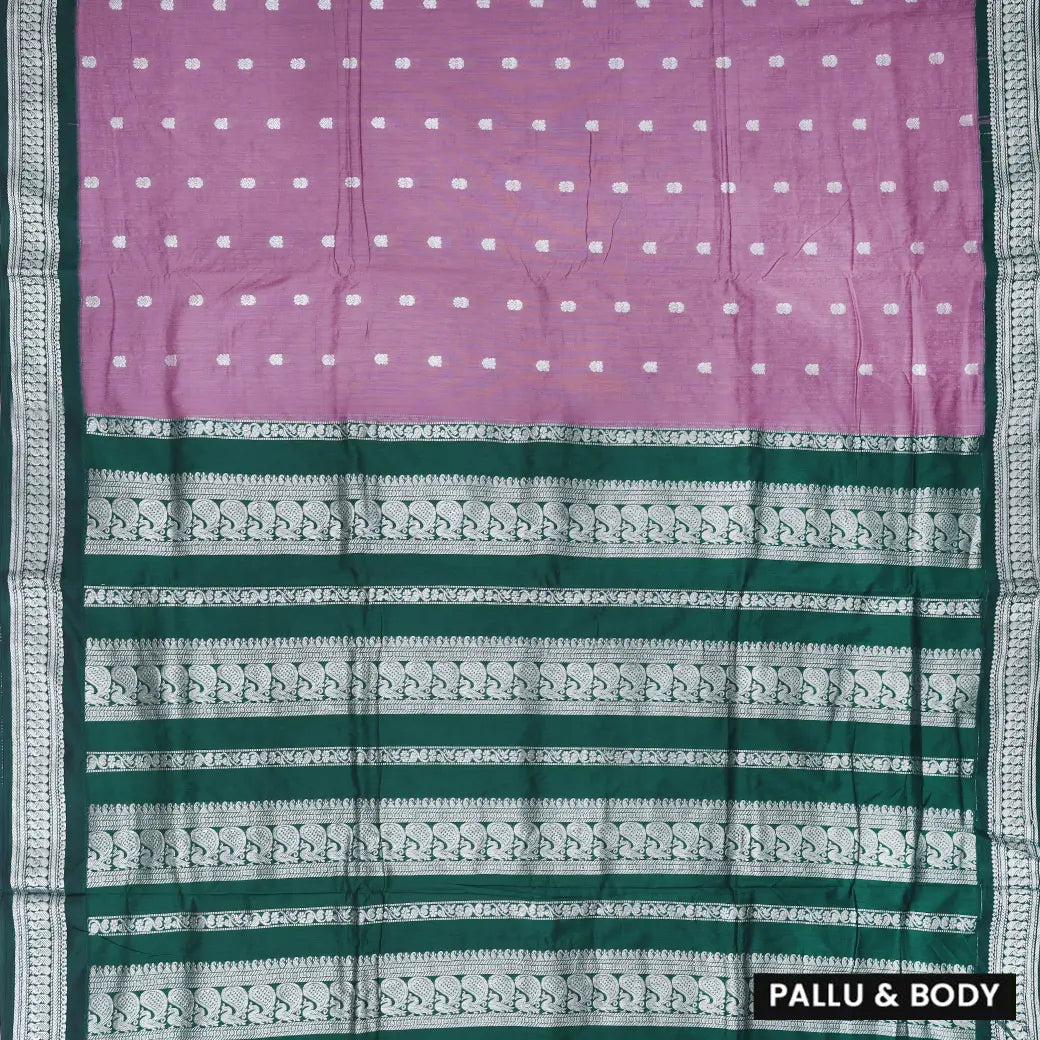 Onion Pink  With  Green  Premium Quality Kalyani Cotton Saree